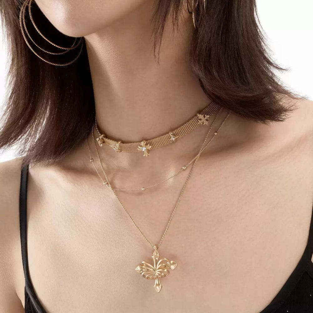 Kobine Women's Grunge Layered Cross Necklace
