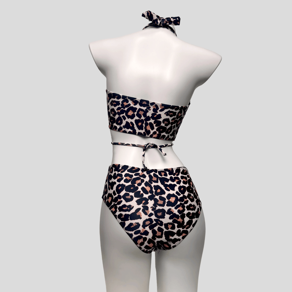 Kobine Women's Grunge Leopard Print Halter Bikini Set
