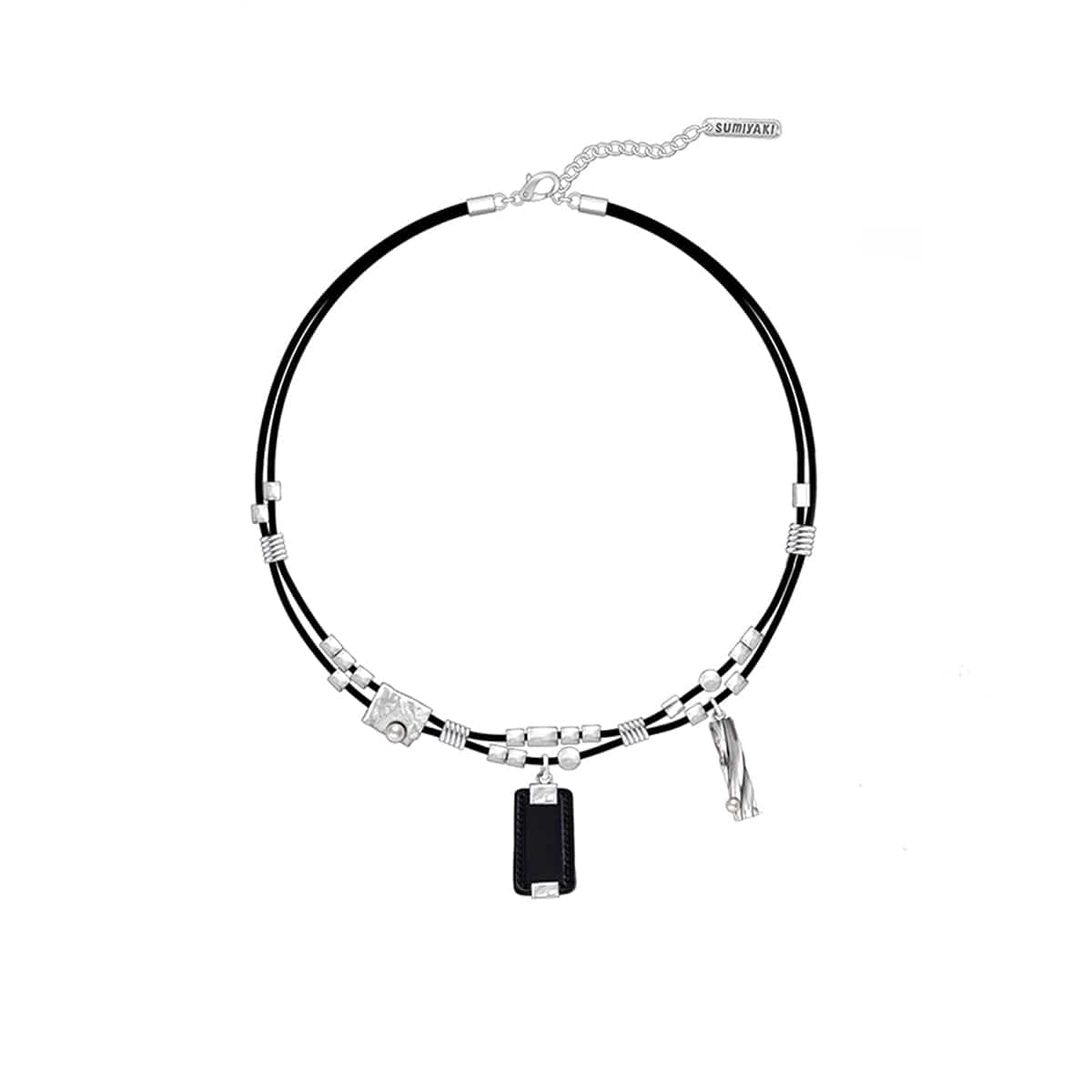 Kobine Women's Grunge Rectangled Beaded Layered Necklace