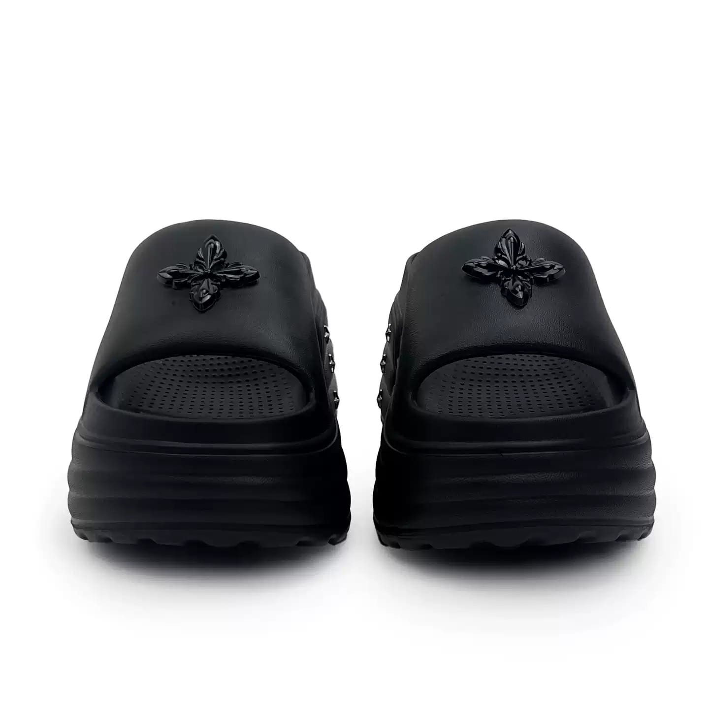 Kobine Women's Grunge Star Studded Chunky Sole Slide Sandals
