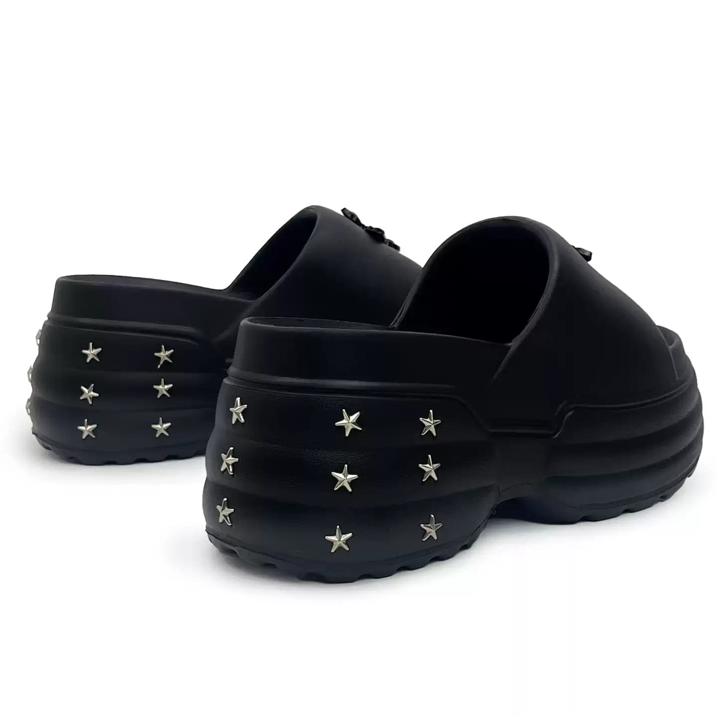 Kobine Women's Grunge Star Studded Chunky Sole Slide Sandals