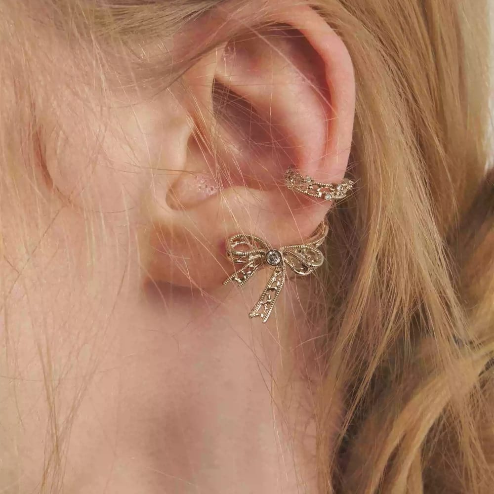Kobine Women's Grunge Vintage Cutout Bowknot Earrings