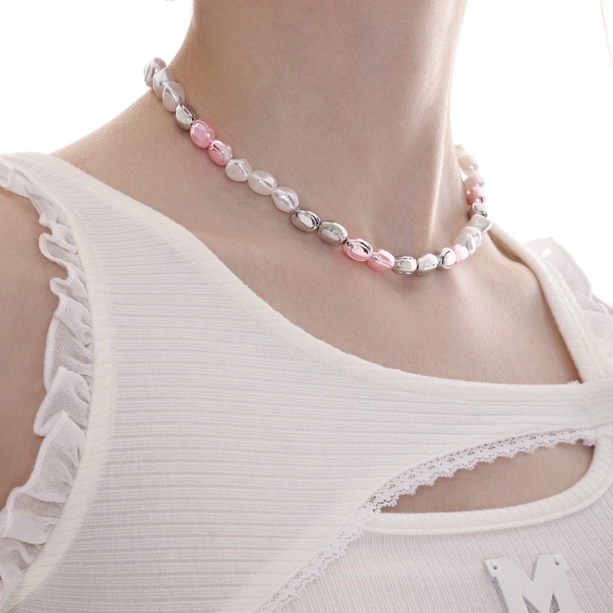 Kobine Women's Lolita Contrast Color Pearl Necklace