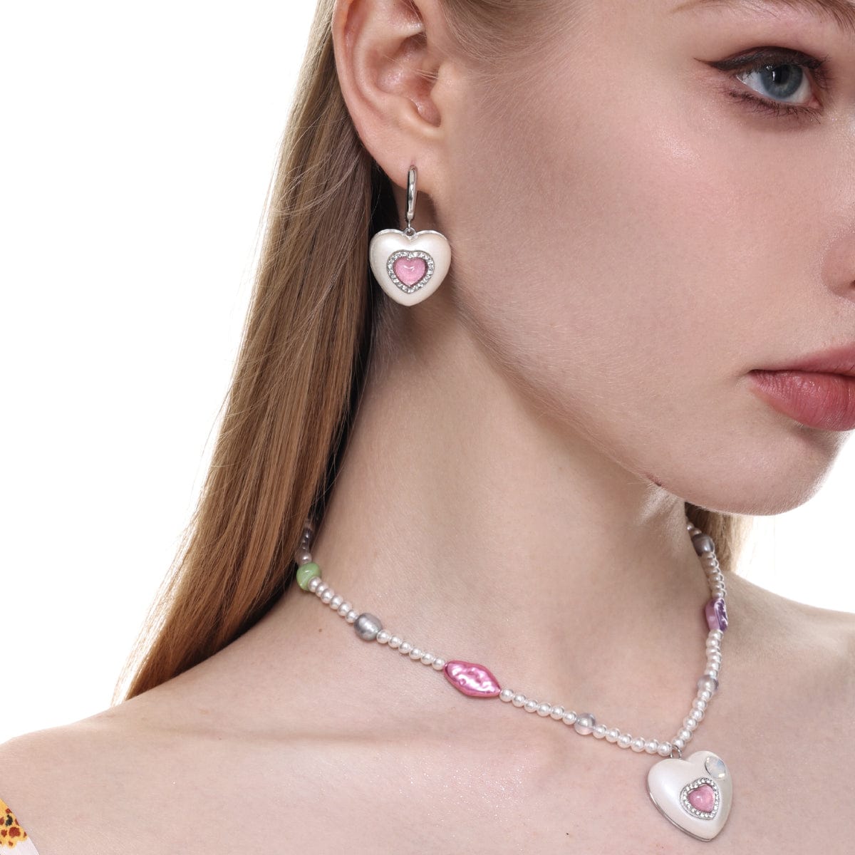 Kobine Women's Lolita Diamante Heart Earrings