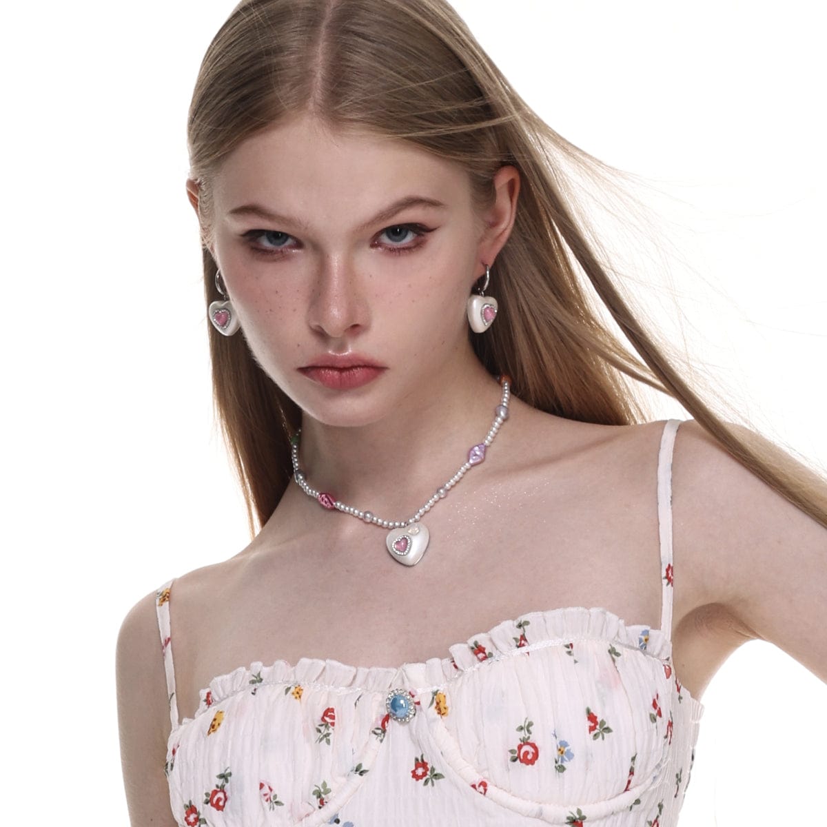 Kobine Women's Lolita Diamante Heart Earrings