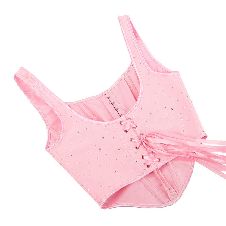 Kobine Women's Lolita Diamante Mesh Overbust Corset