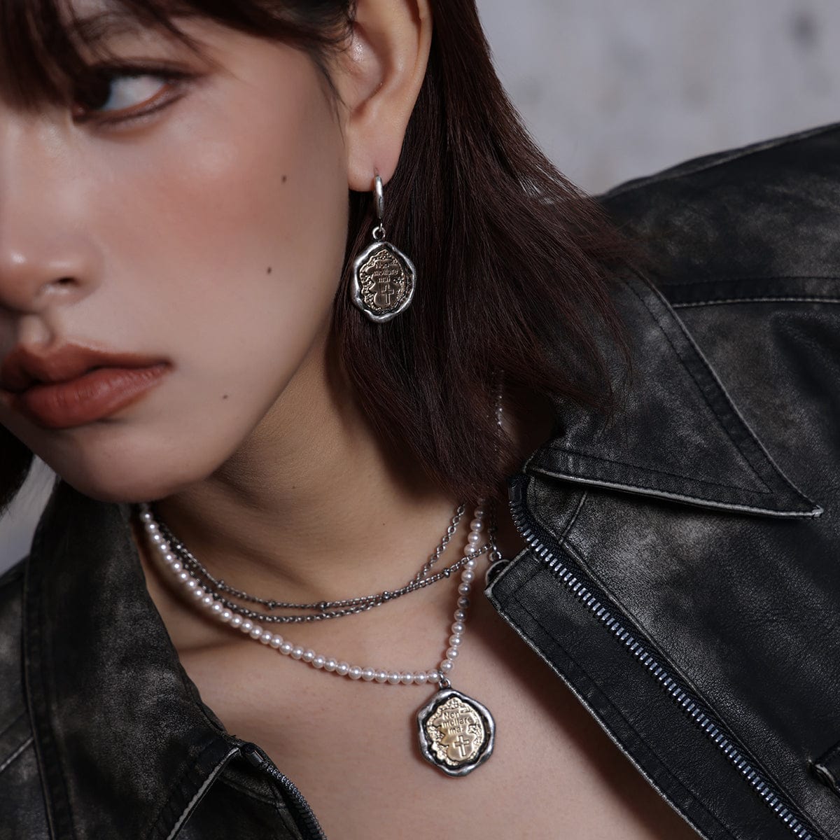 Kobine Women's Punk Cross Contrast Color Earrings