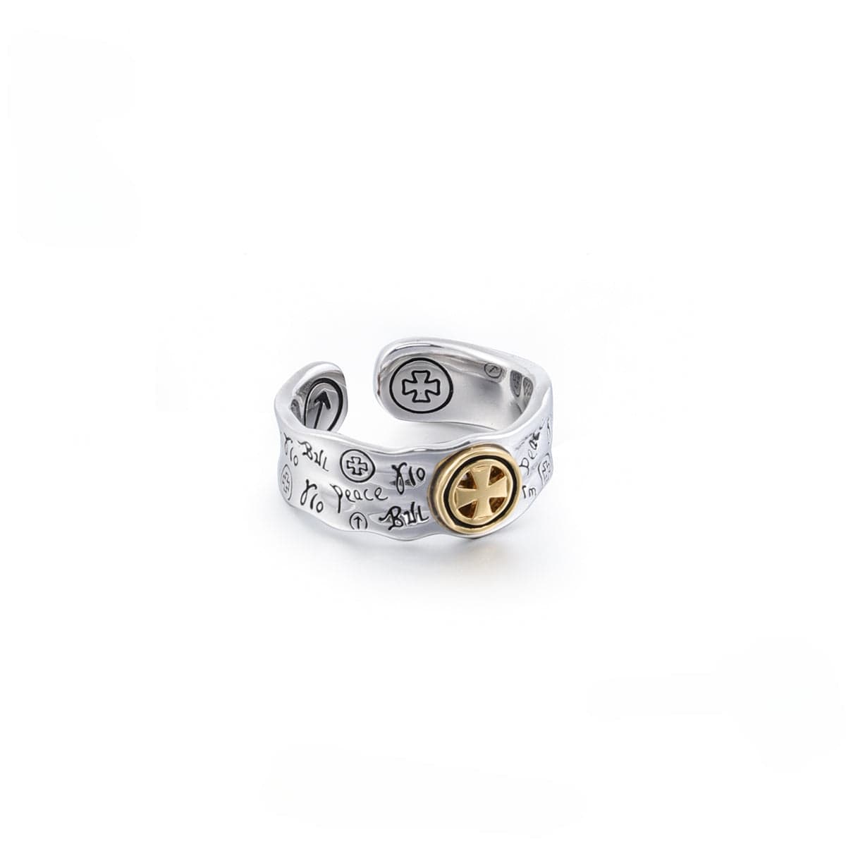 Kobine Women's Punk Cross Graffiti Open Ring