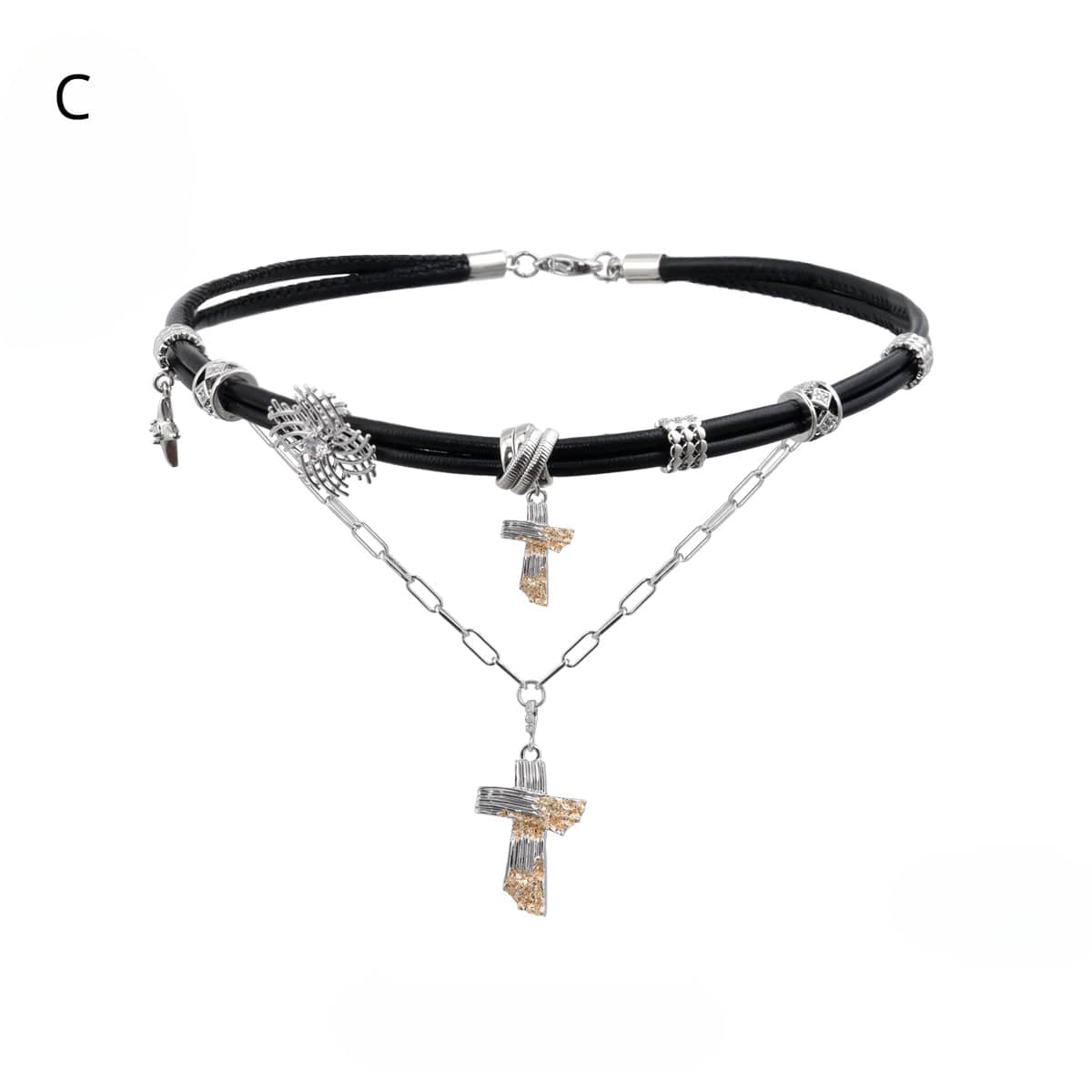 Kobine Women's Punk Cross Layered Choker