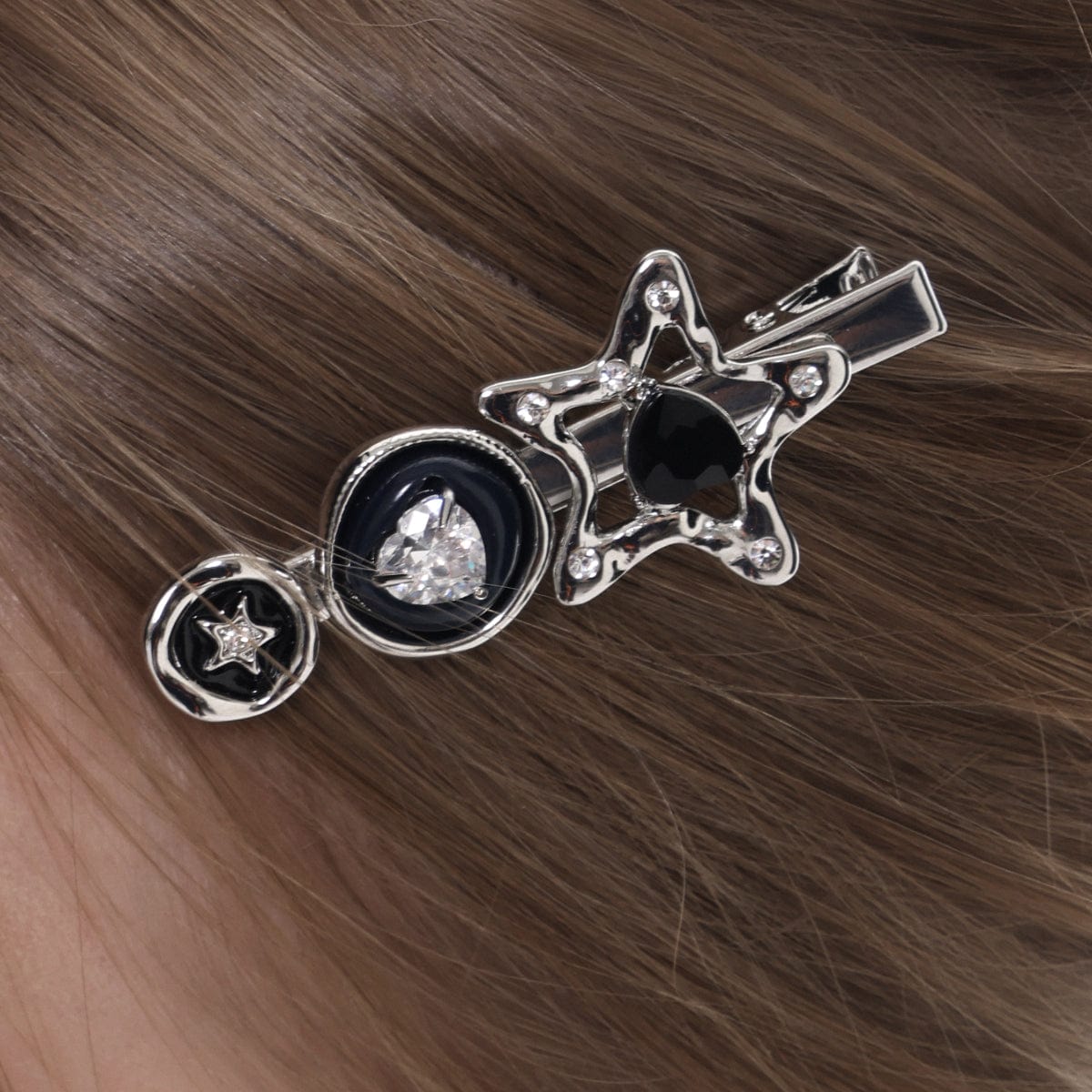 Kobine Women's Punk Diamante Star Hair Clip