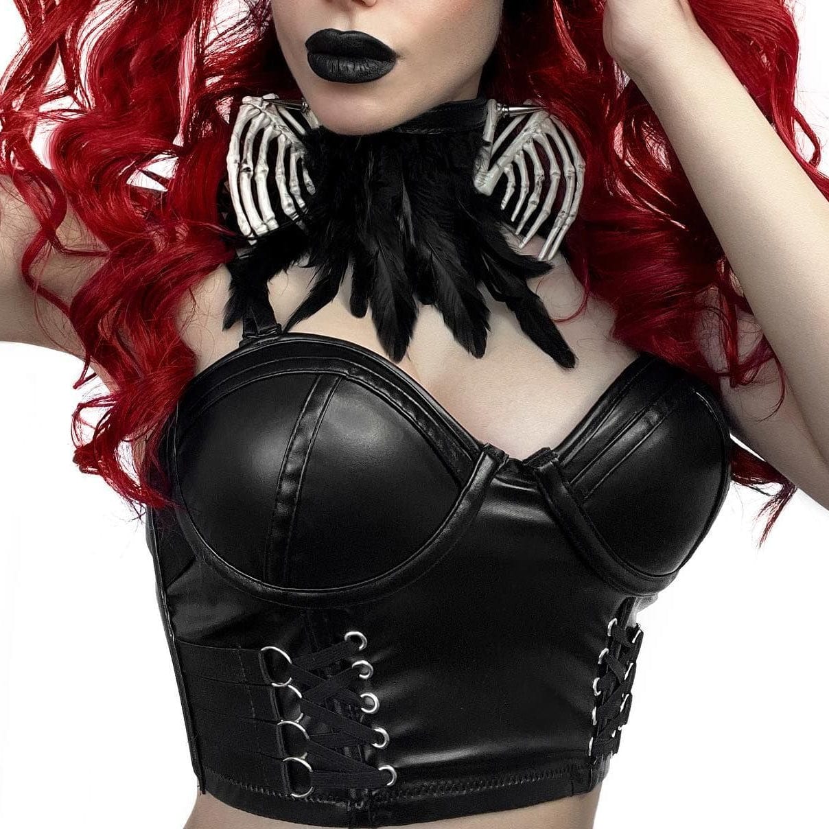 Kobine Women's Punk Faux Leather Bustier