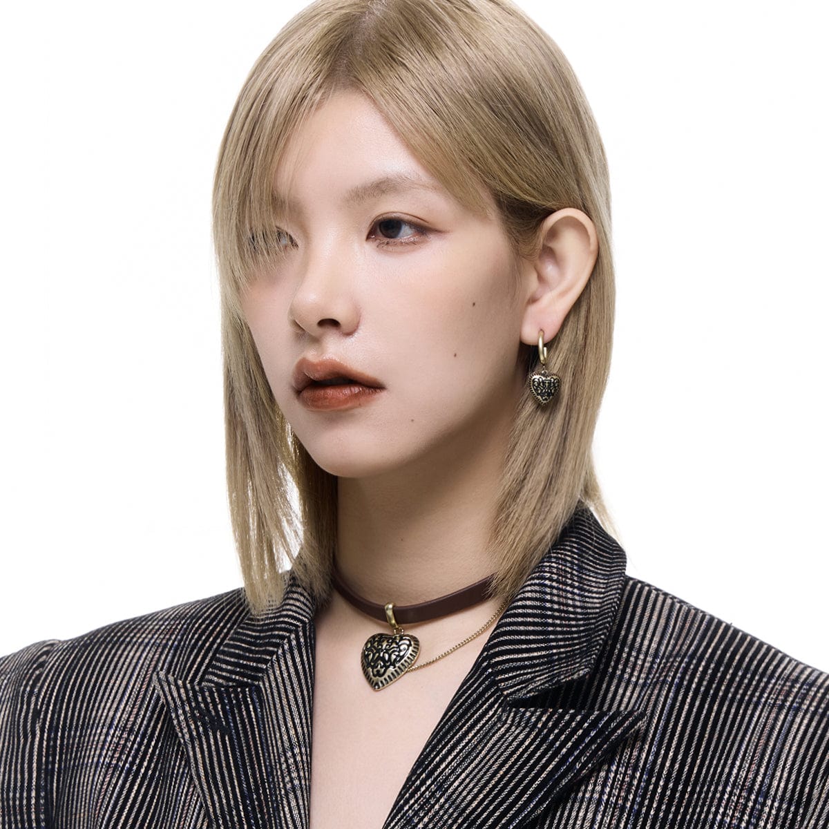 Kobine Women's Punk Heart Distressed Earrings