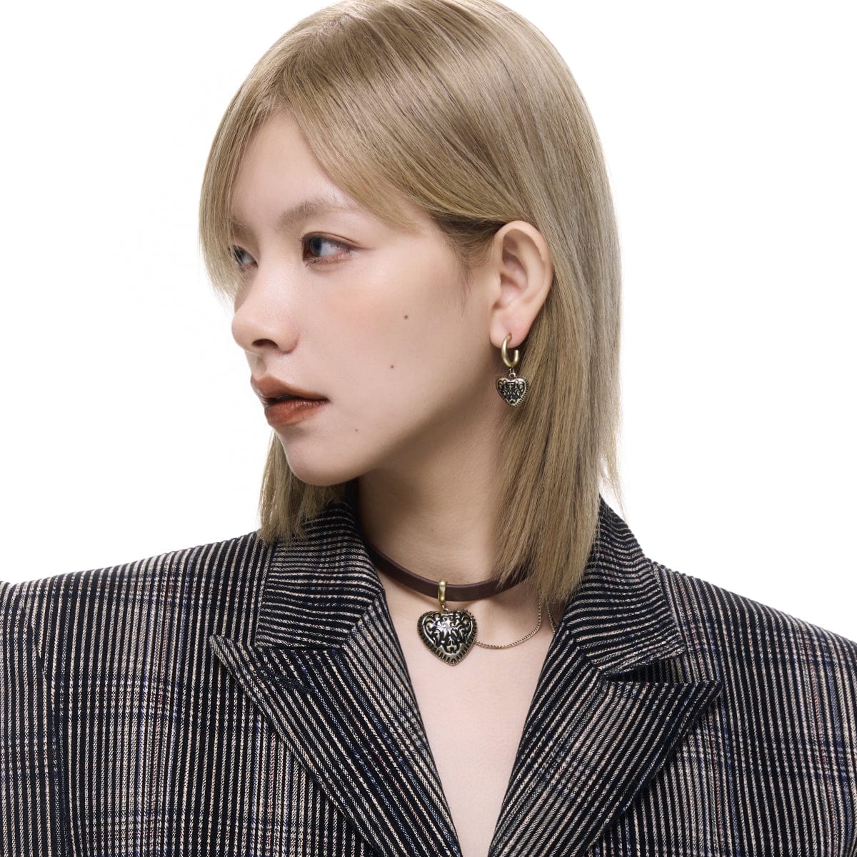 Kobine Women's Punk Heart Distressed Earrings