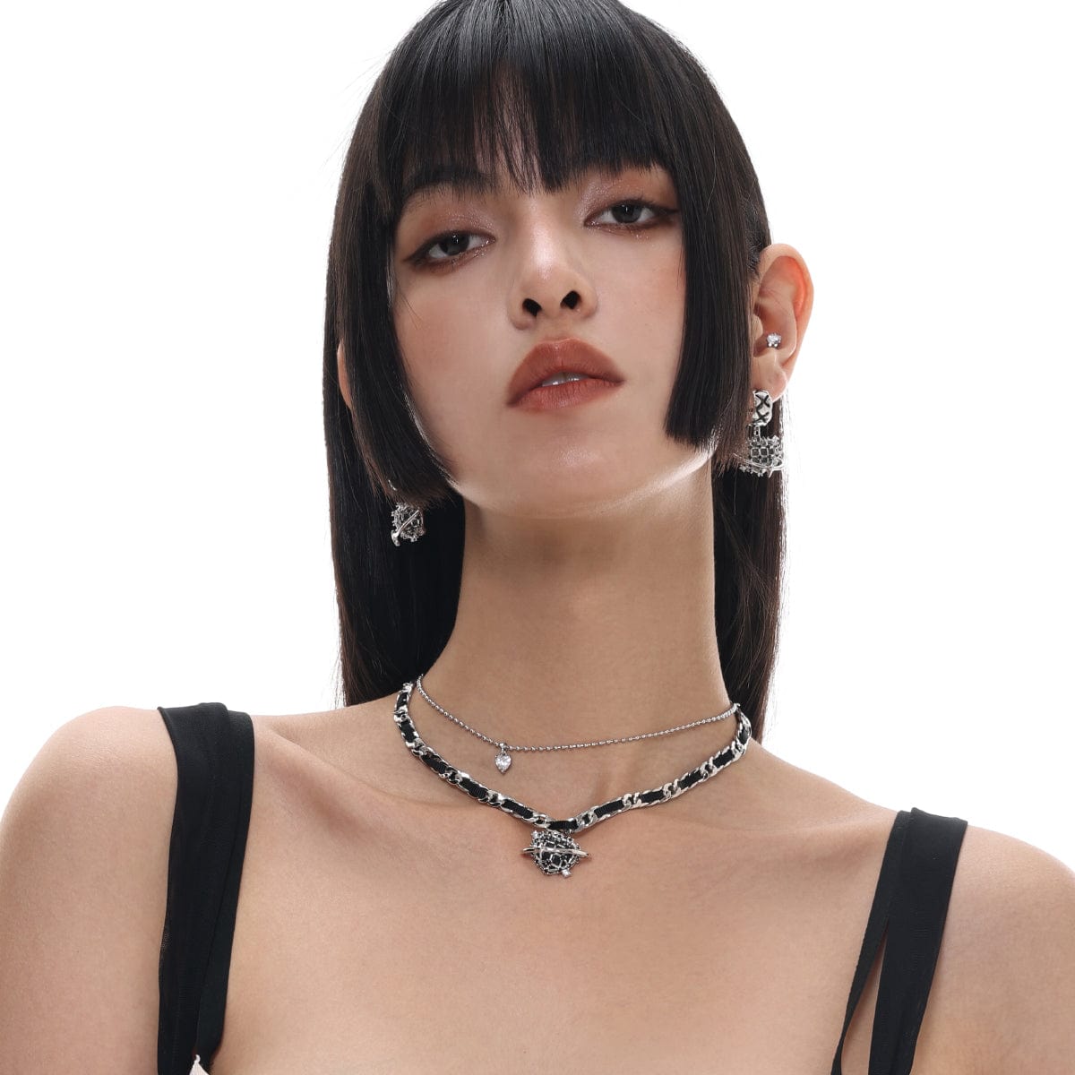 Kobine Women's Punk Heart Earrings