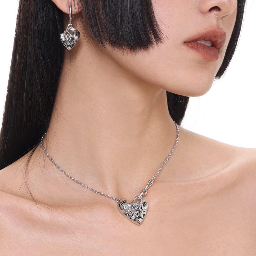 Kobine Women's Punk Heart Graffiti Necklace