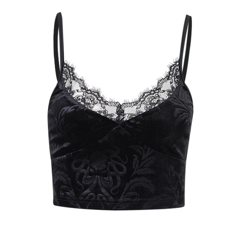Kobine Women's Punk Lace Splice Velvet Bustier