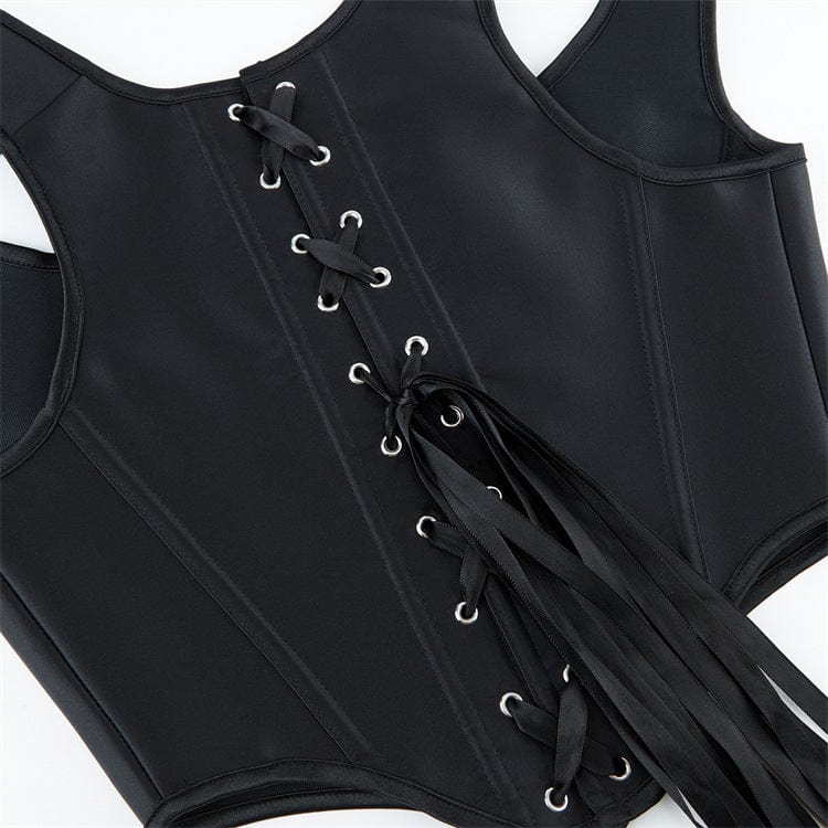 Kobine Women's Punk Lace-up Boned Overbust Corset