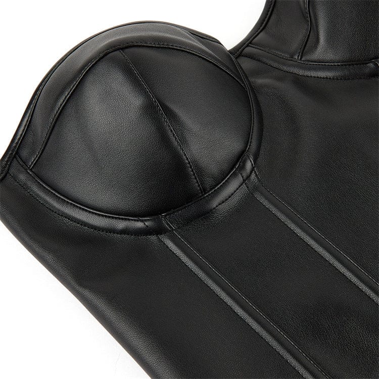 Kobine Women's Punk Lace-up Faux Leather Overbust Corset