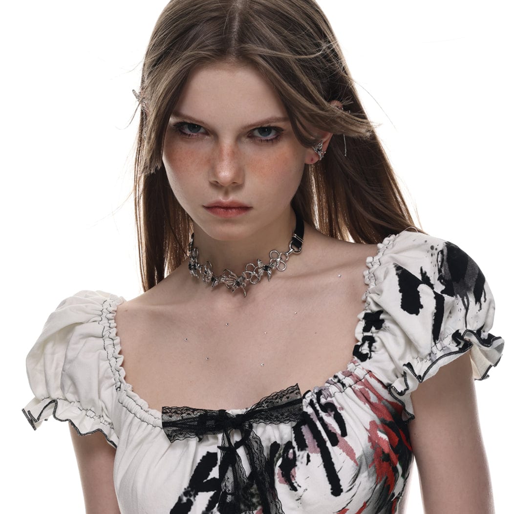 Kobine Women's Punk Metal Butterflies Choker