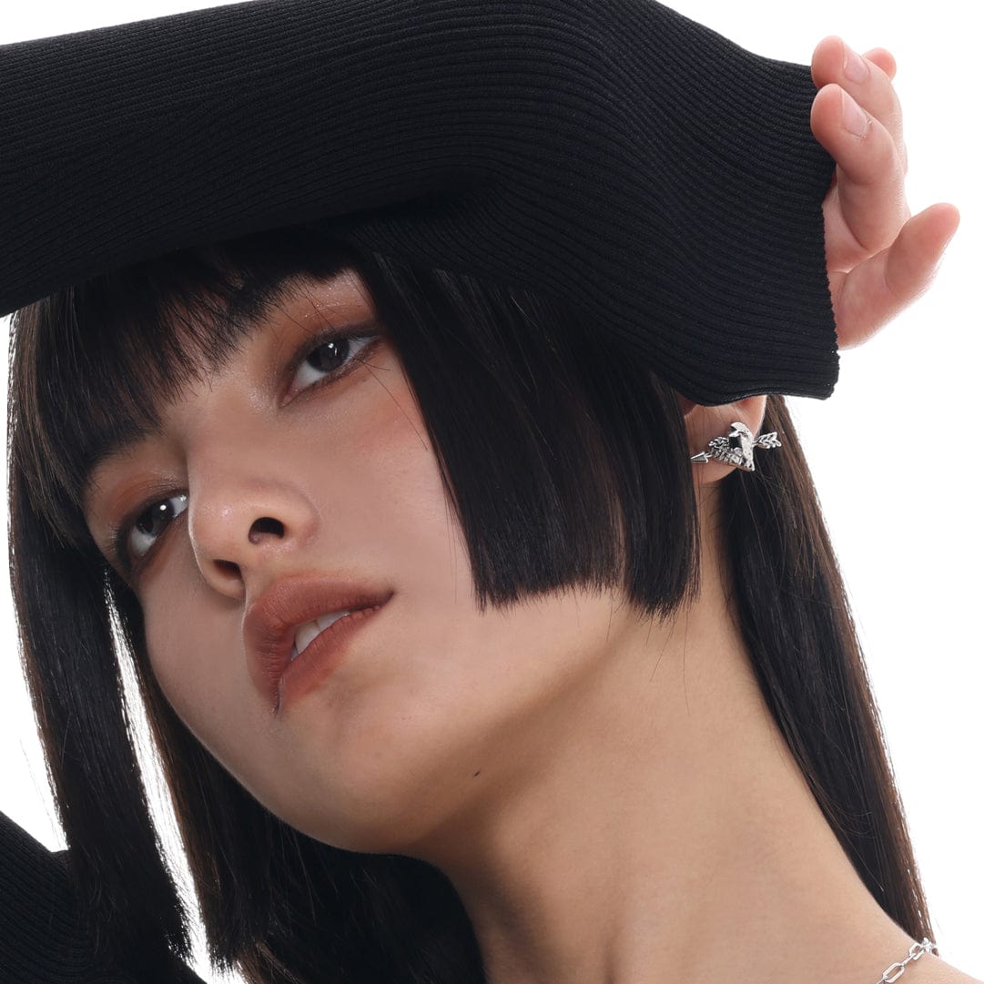 Kobine Women's Punk Pierced Arrow Heart Earrings