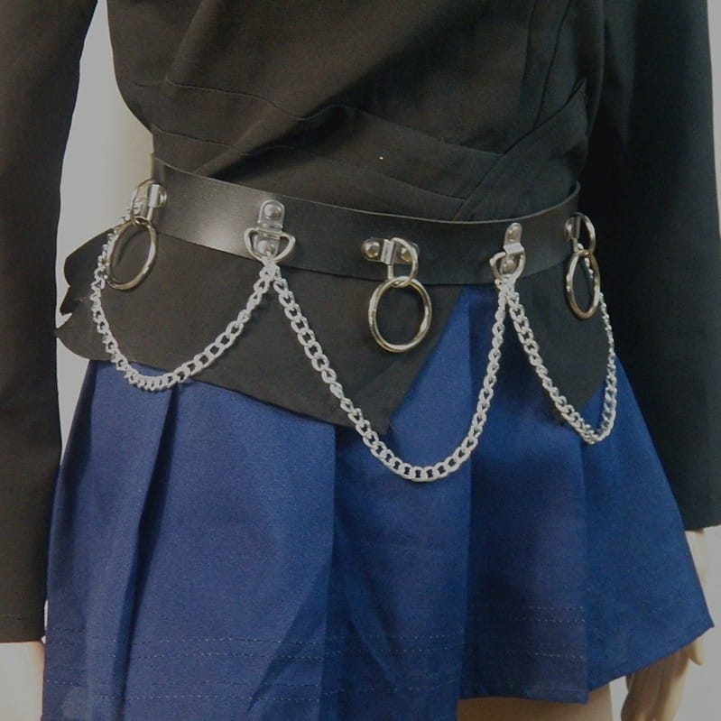 Kobine Women's Punk Rings And Chains Faux Leather Belts