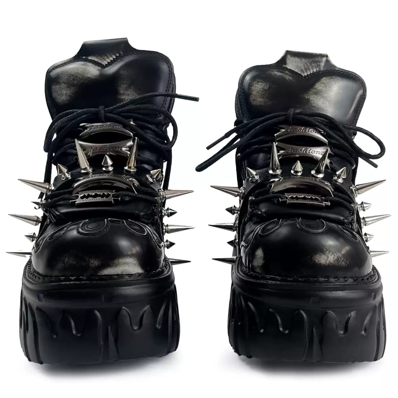 Kobine Women's Punk Rock Spiked Chunky Platform Shoes
