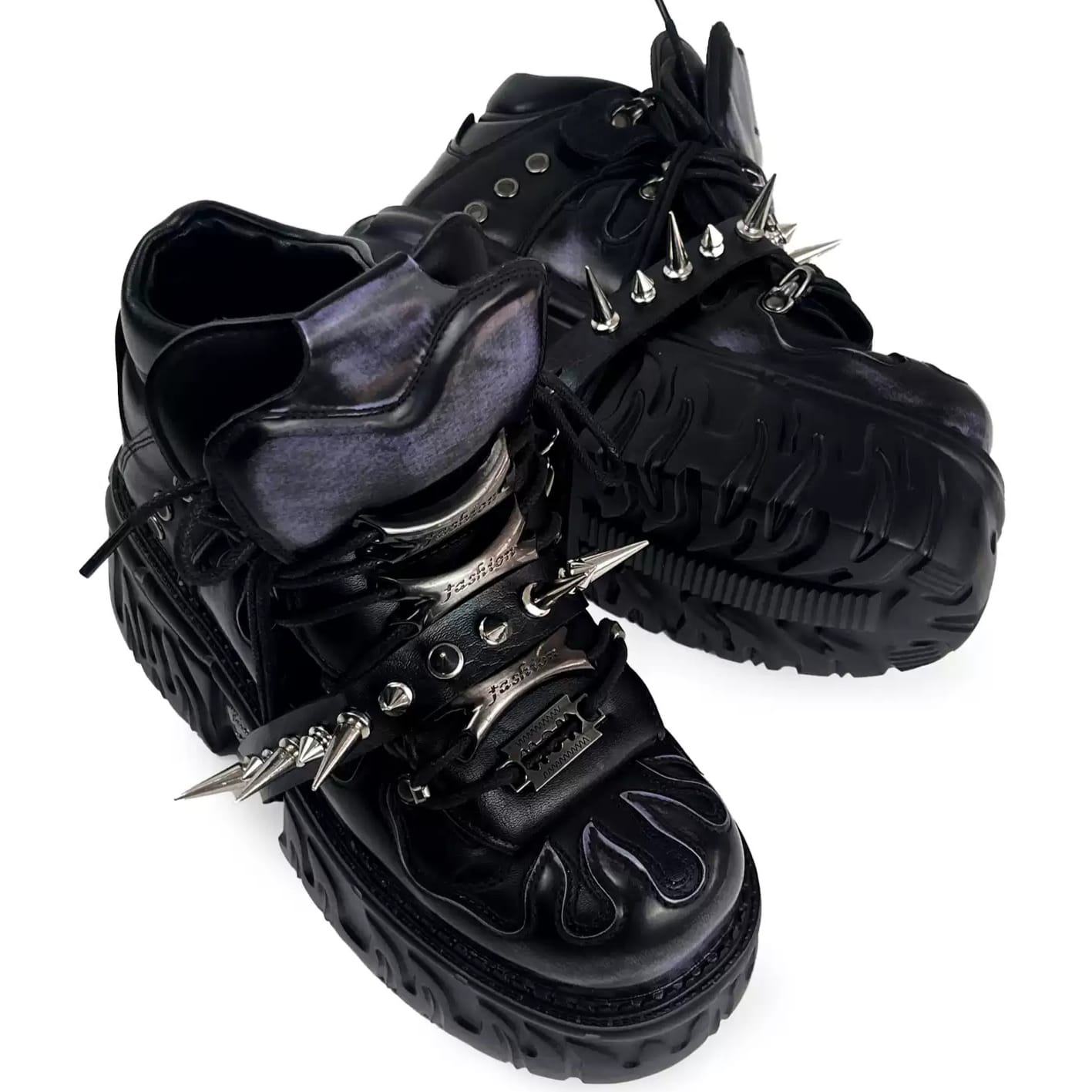 Kobine Women's Punk Rock Spiked Chunky Platform Shoes