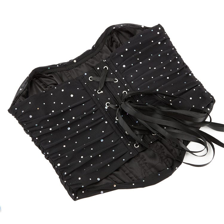 Kobine Women's Punk Sequin Mesh Overbust Corset