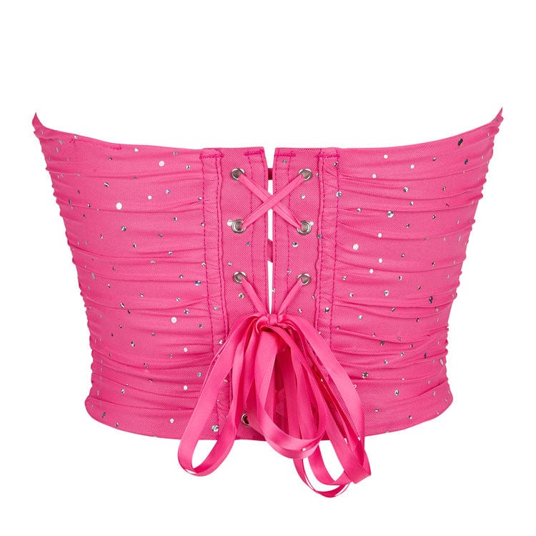 Kobine Women's Punk Sequin Mesh Overbust Corset