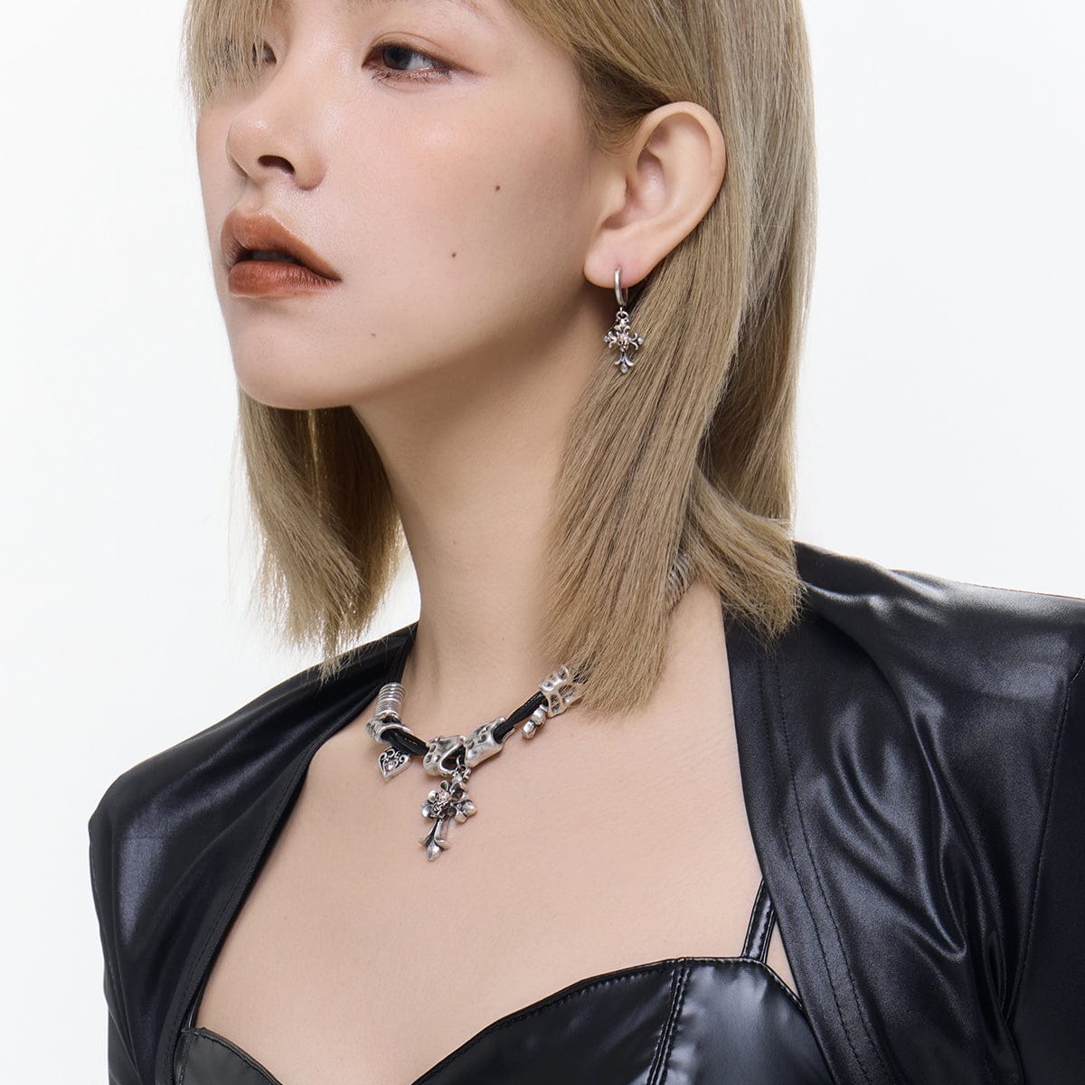 Kobine Women's Punk Skull Cross Earrings