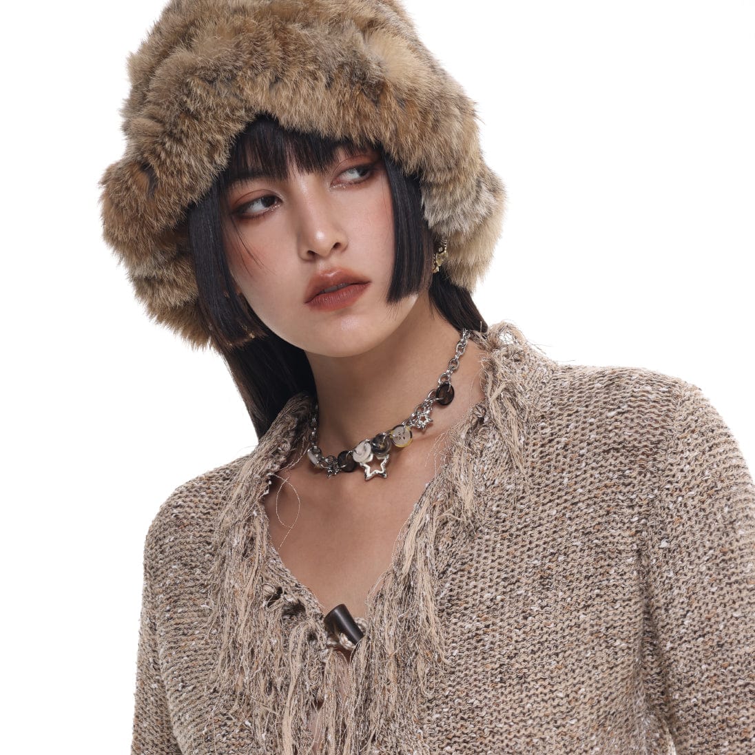 Kobine Women's Punk Star Button Necklace