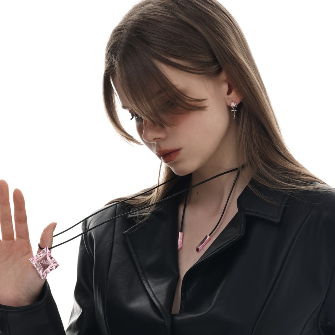 Kobine Women's Punk Strappy Square Necklace