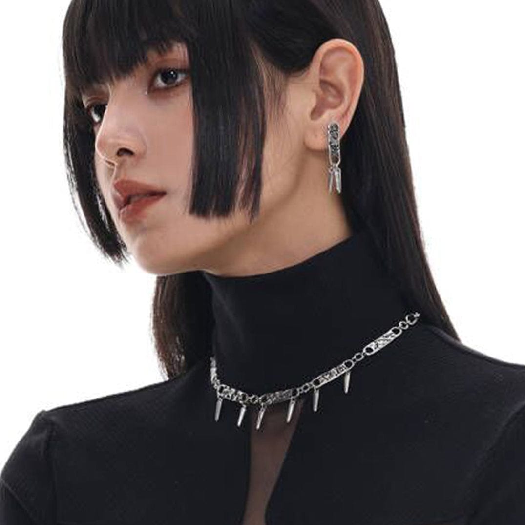 Kobine Women's Punk Studded Graffiti Earrings