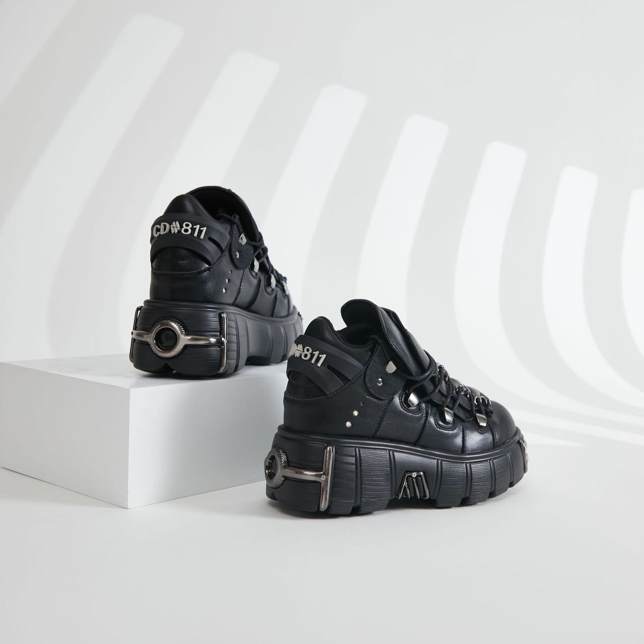 Kobine Women's Punk Velcro Platform Shoes