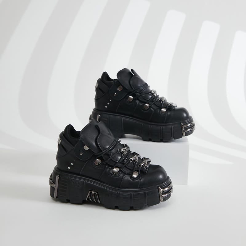 Kobine Women's Punk Velcro Platform Shoes