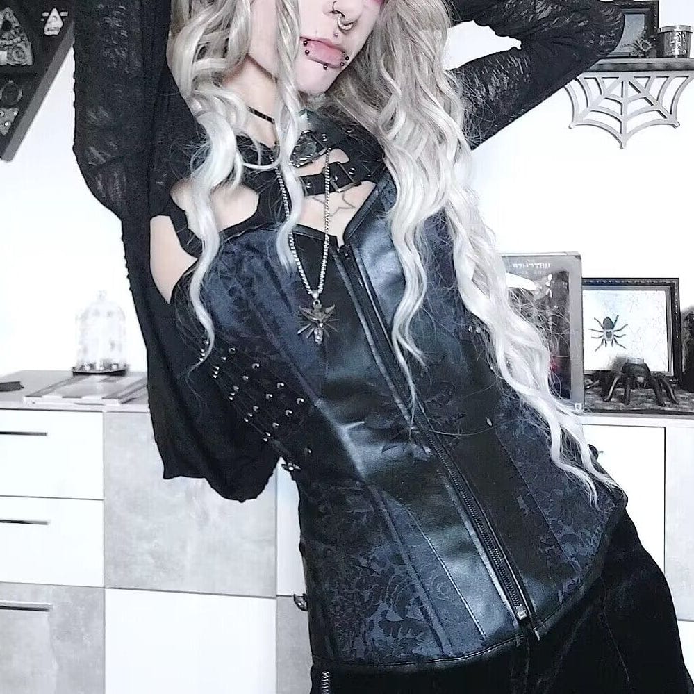 Kobine Women's Steampunk Faux Leather Overbust Corsets