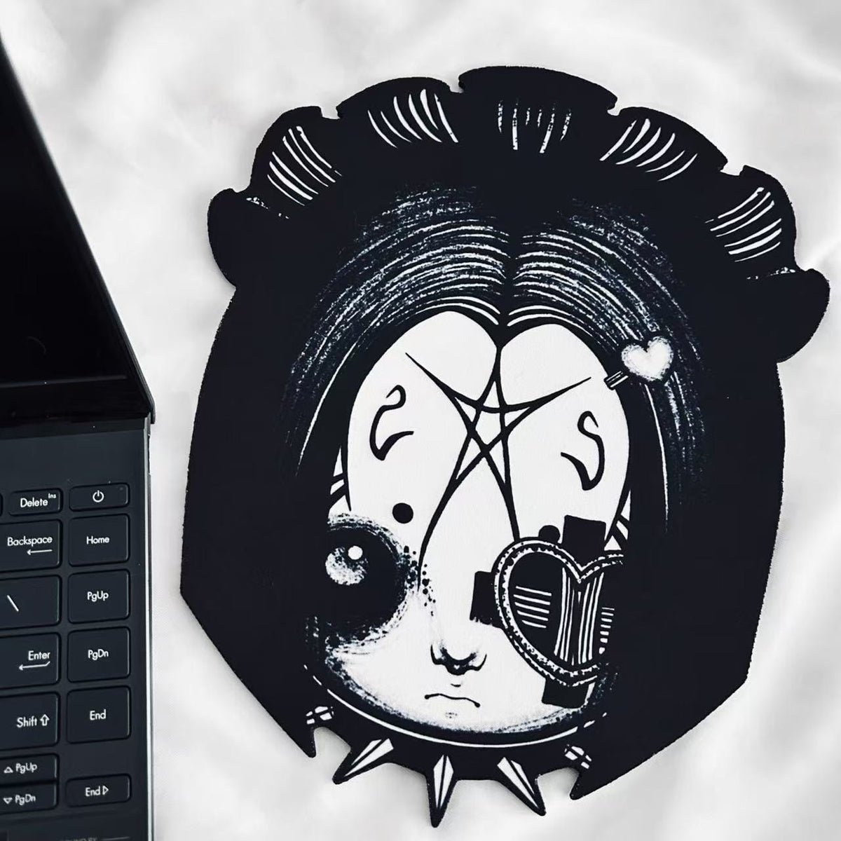 Nothing Here Gothic Doll Head Mouse Pad
