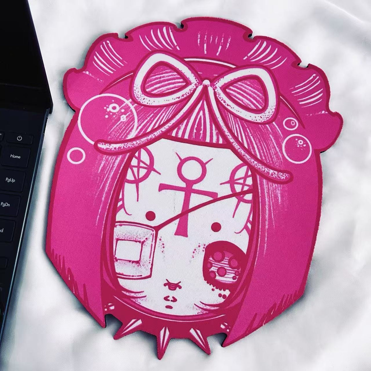 Nothing Here Gothic Doll Head Mouse Pad