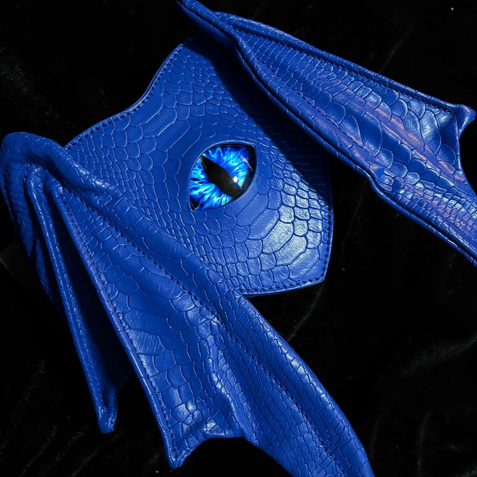 Nothing Here Women's Gothic Devil Eye Bat Wing Heart Bag Blue