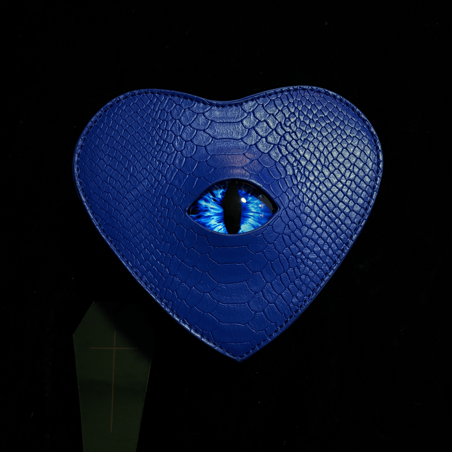 Nothing Here Women's Gothic Devil Eye Bat Wing Heart Bag Blue
