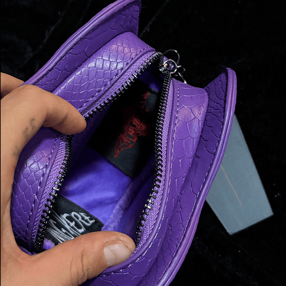 Nothing Here Women's Gothic Devil Eye Bat Wing Heart Bag Purple