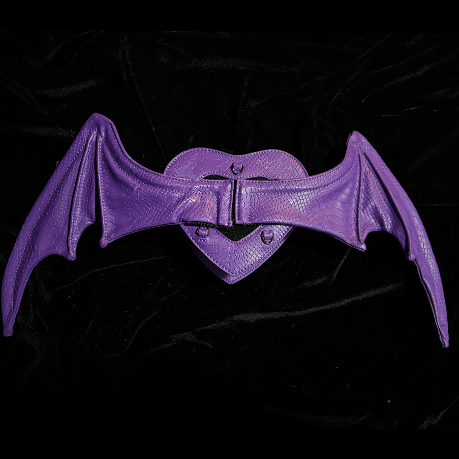 Nothing Here Women's Gothic Devil Eye Bat Wing Heart Bag Purple