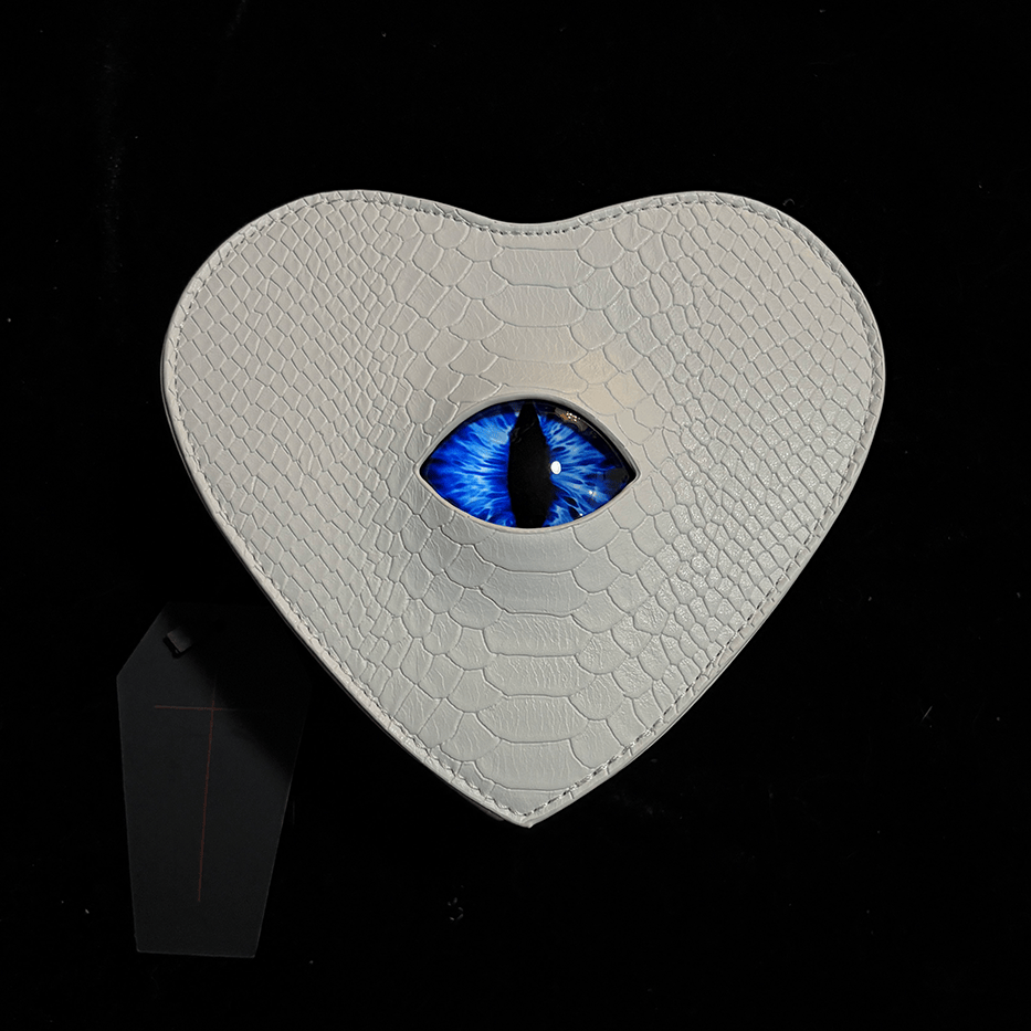 Nothing Here Women's Gothic Devil Eye Bat Wing Heart Bag White