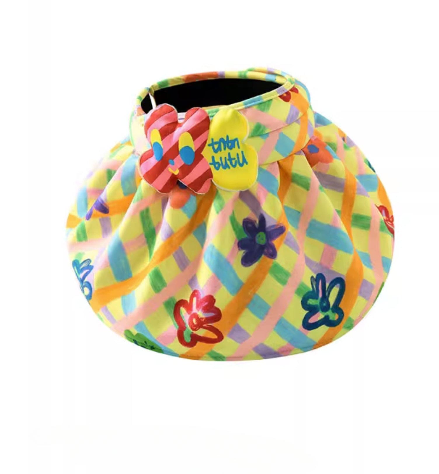 Pink Kawaii Women's Pink Kawaii Floral Printed Plaid Hat