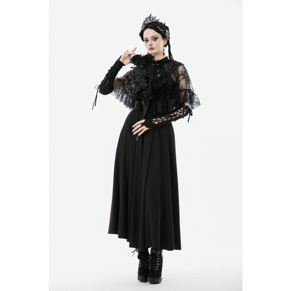 Punk Design Women's Gothic Bouble-breasted Floral Lace Cape