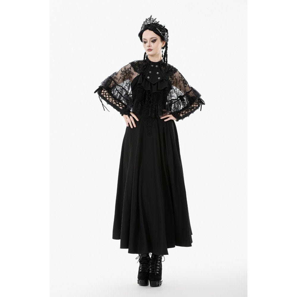 Punk Design Women's Gothic Bouble-breasted Floral Lace Cape