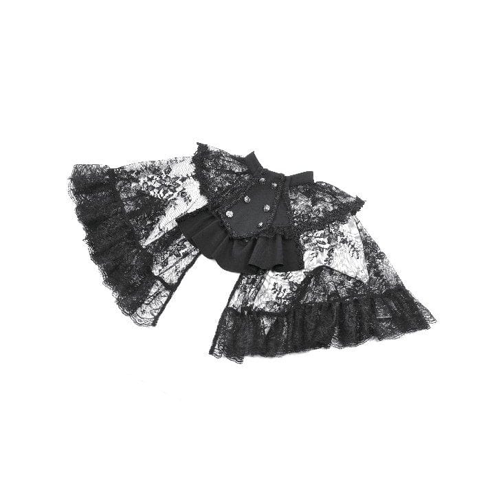 Punk Design Women's Gothic Bouble-breasted Floral Lace Cape