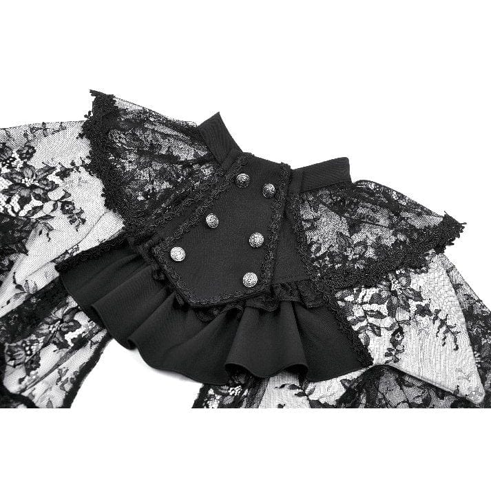 Punk Design Women's Gothic Bouble-breasted Floral Lace Cape