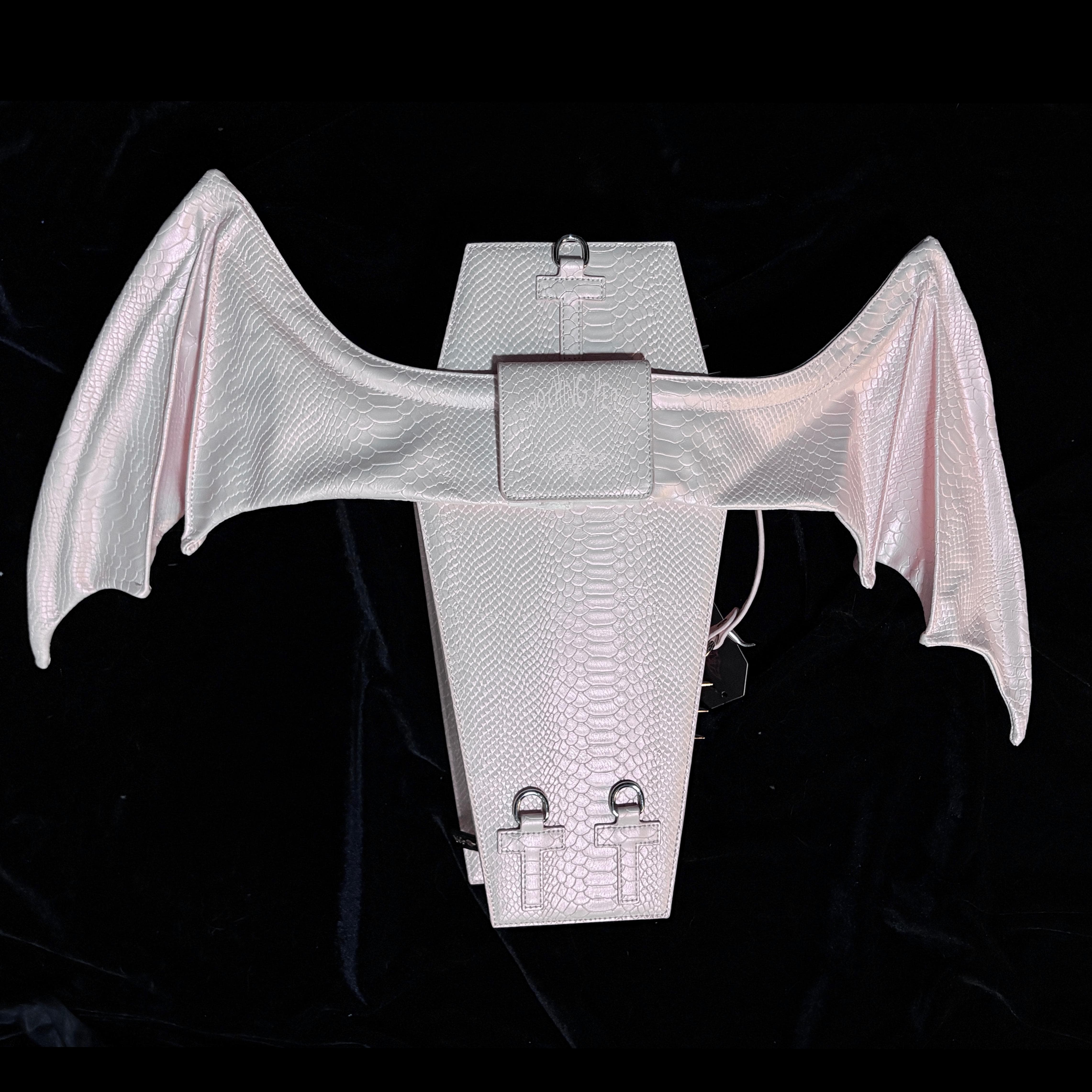 Punk Design Women's Gothic Cross Bat Wing Coffin Bag Pink