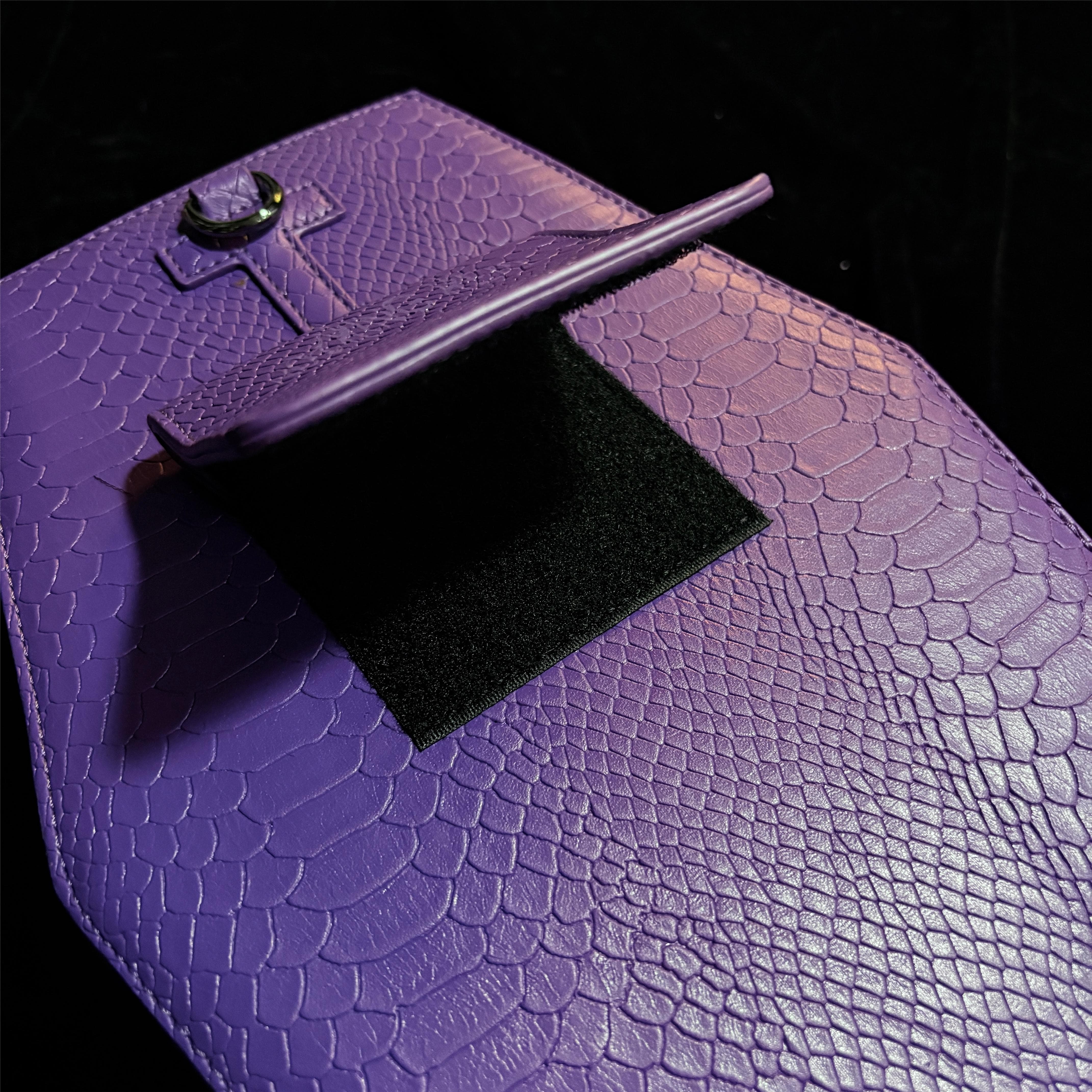 Punk Design Women's Gothic Cross Bat Wing Coffin Bag Purple